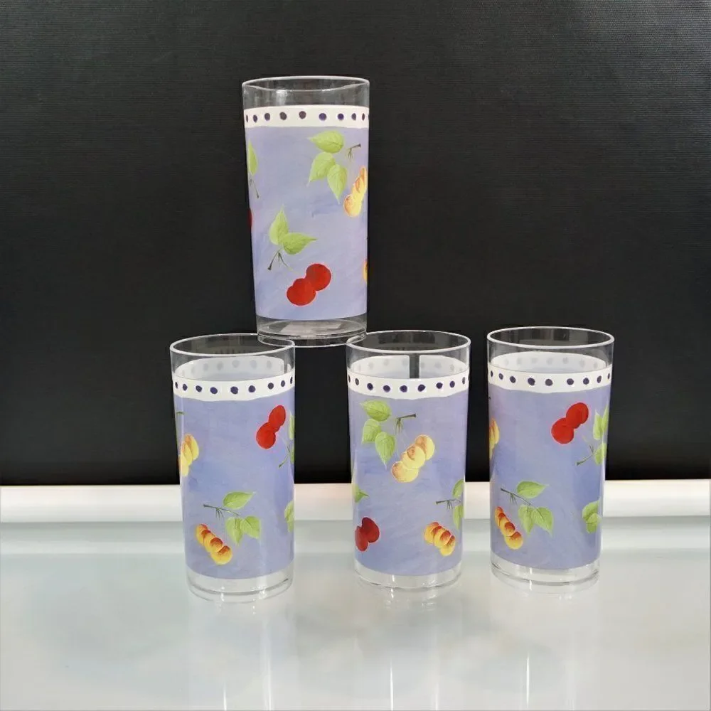 Sakura Evolution Cherry Highball Glasses Set of 4 Melamine Plastic Gracey Knight